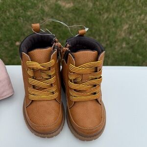 Carter's Tan Kids Boots with Yellow Laces